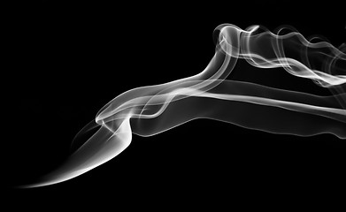 Image showing Abstract white smoke pattern and curves on black 