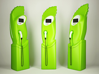 Image showing Eco friendly transport: charging stations for electric vehicles