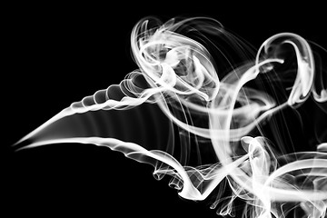 Image showing Abstraction: white smoke pattern and curves on black