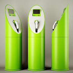 Image showing Green fuel: group of charging stations