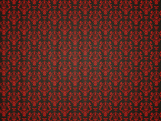 Image showing Mock croc background with red victorian ornament