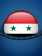 Image showing Syria Flag Button in Jeans Pocket