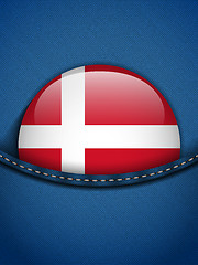 Image showing Denmark Flag Button in Jeans Pocket
