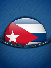 Image showing Cuba Flag Button in Jeans Pocket
