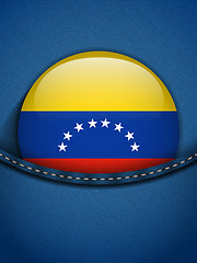 Image showing Venezuela Flag Button in Jeans Pocket