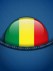 Image showing Mali Flag Button in Jeans Pocket