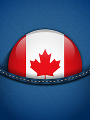 Image showing Canada Flag Button in Jeans Pocket