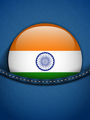 Image showing India Flag Button in Jeans Pocket