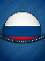 Image showing Russia Flag Button in Jeans Pocket