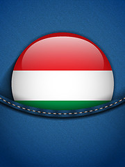 Image showing Hungary Flag Button in Jeans Pocket