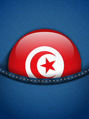 Image showing Tunisia Flag Button in Jeans Pocket