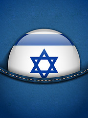 Image showing Israel Flag Button in Jeans Pocket