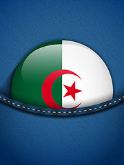 Image showing Algeria Flag Button in Jeans Pocket