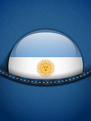 Image showing Argentina Flag Button in Jeans Pocket