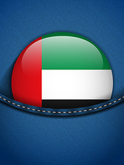 Image showing United Arab Emirates Flag Button in Jeans Pocket