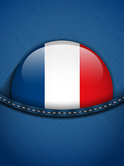 Image showing France Flag Button in Jeans Pocket