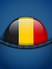 Image showing Belgium Flag Button in Jeans Pocket