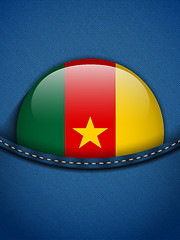 Image showing Cameroon Flag Button in Jeans Pocket