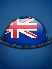 Image showing Australia Flag Button in Jeans Pocket
