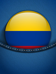 Image showing Colombia Flag Button in Jeans Pocket