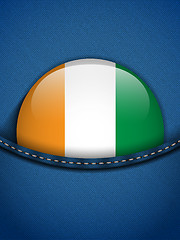 Image showing Ireland Flag Button in Jeans Pocket