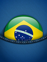 Image showing Brazil Flag Button in Jeans Pocket