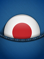 Image showing Japan Flag Button in Jeans Pocket