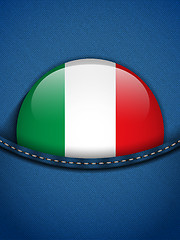 Image showing Italy Flag Button in Jeans Pocket