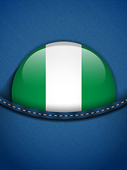 Image showing Nigeria Flag Button in Jeans Pocket