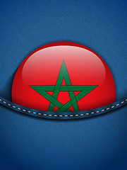 Image showing Morocco Flag Button in Jeans Pocket