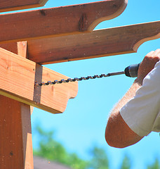 Image showing Patio construction worker.