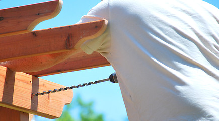 Image showing Patio construction worker.