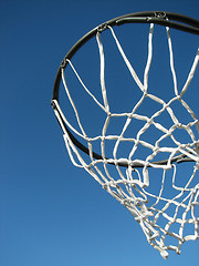 Image showing New basketball hoop waiting for a game to start