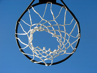 Image showing New basketball hoop and the blue sky