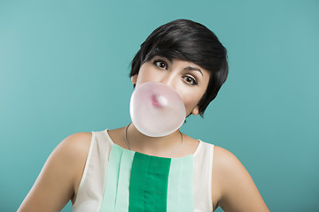 Image showing Girl with a bubble gum