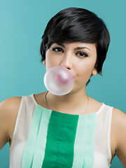 Image showing Girl with a bubble gum