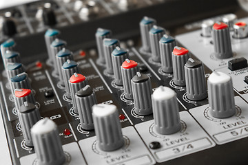 Image showing Detail of a music mixer in studio