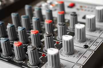 Image showing Detail of a music mixer in studio