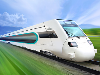 Image showing super streamlined train on rail