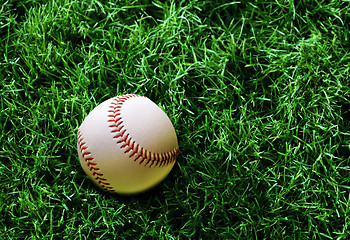 Image showing baseball on grass