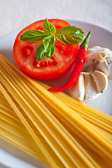 Image showing Italian spaghetti pasta tomato ingredients