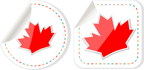 Image showing Happy Canada Day maple leaf card stickers set