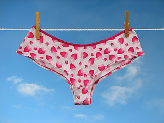 Image showing Valentine laundry: panties on a clothes line