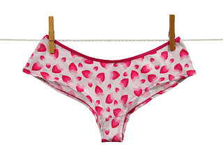 Image showing Valentine panties on a clothes line (+clipping path)