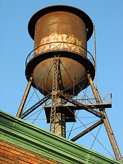 Image showing Old water tower on the roof