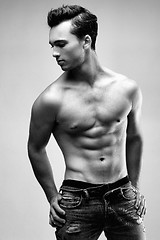 Image showing Sexy Male Model Posing Without Shirt