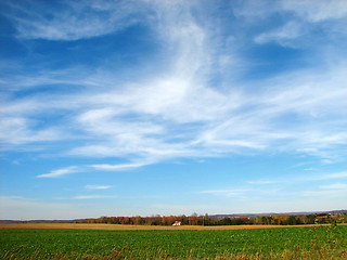 Image showing Rural house under the big blue sky