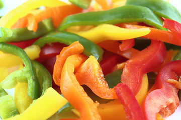 Image showing slices of colorful sweet bell pepper 