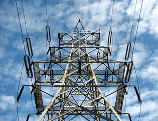 Image showing High voltage electricity pylon and the sky