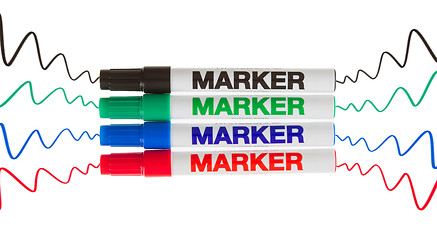 Image showing Four colorful highlighters